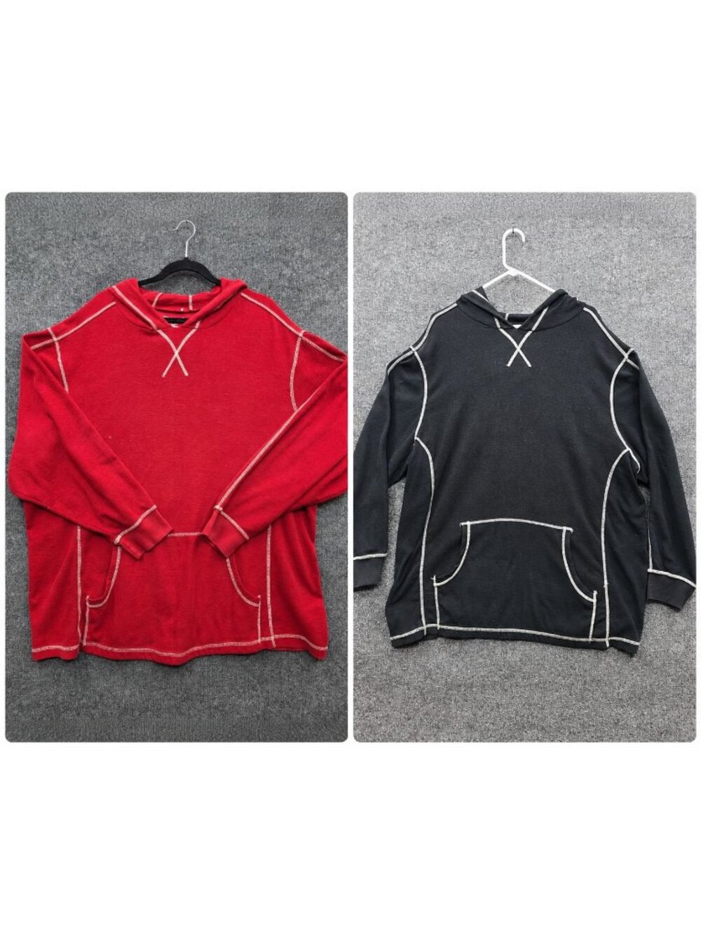 Bundle Of 2 KingSize Hoodies 3XL Big Red Black Grunge Streetwear Colorblock Y2K